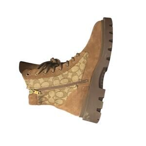Coach Monogram Tan & Brown Boots – Size 9.5 (Deadstock)